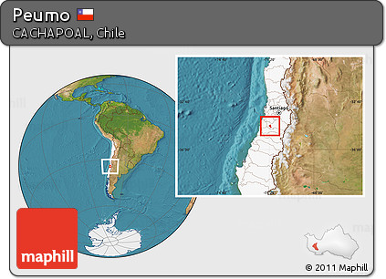 Satellite Location Map of Peumo, highlighted country