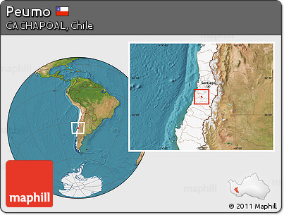 Satellite Location Map of Peumo, highlighted country
