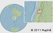 Savanna Style Location Map of Peumo, highlighted parent region, hill shading