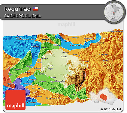 Physical 3D Map of Requinao, political outside