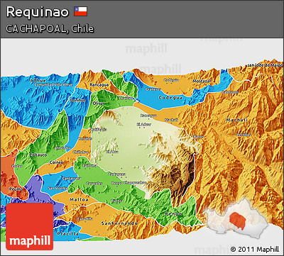 Physical 3D Map of Requinao, political outside