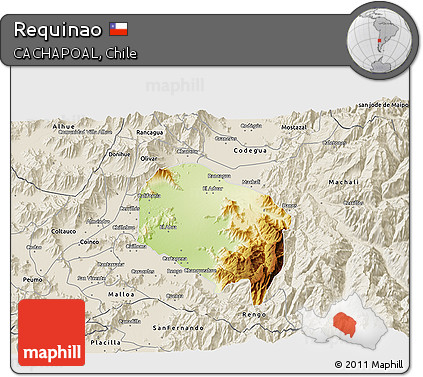 Physical 3D Map of Requinao, shaded relief outside