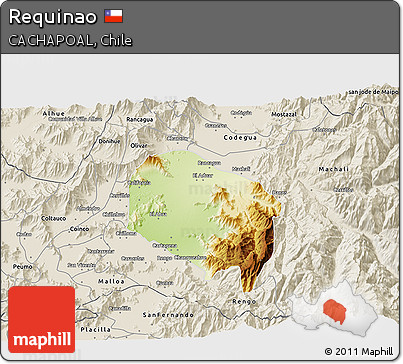 Physical 3D Map of Requinao, shaded relief outside