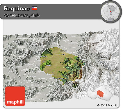Satellite 3D Map of Requinao, lighten, semi-desaturated