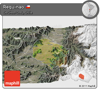 Satellite 3D Map of Requinao, semi-desaturated
