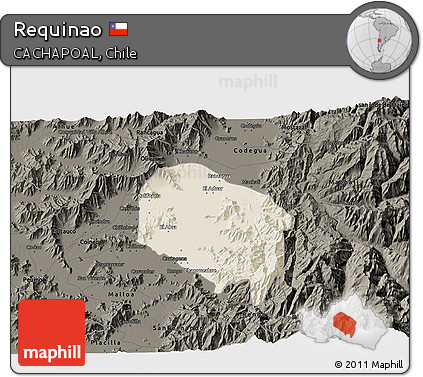 Shaded Relief 3D Map of Requinao, darken