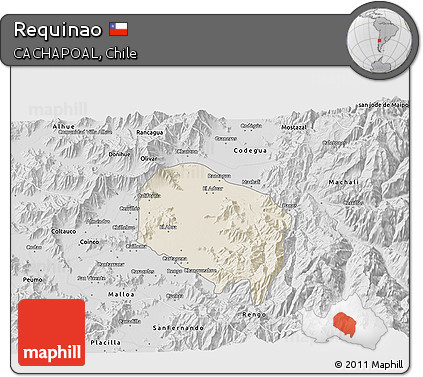 Shaded Relief 3D Map of Requinao, desaturated