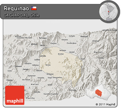 Shaded Relief 3D Map of Requinao, semi-desaturated