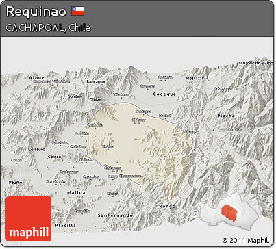 Shaded Relief 3D Map of Requinao, semi-desaturated