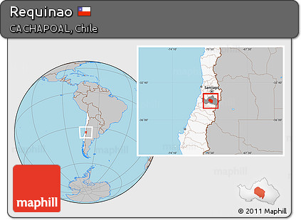 Gray Location Map of Requinao, highlighted country, highlighted parent region