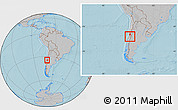 Gray Location Map of Requinao, highlighted parent region, within the entire country, hill shading
