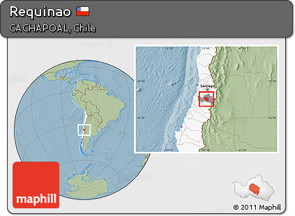 Savanna Style Location Map of Requinao, highlighted country, highlighted parent region, hill shading