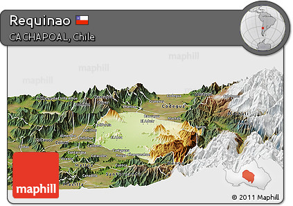 Physical Panoramic Map of Requinao, satellite outside