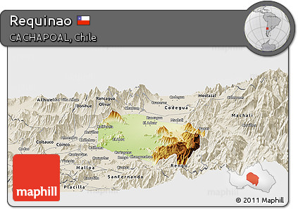Physical Panoramic Map of Requinao, shaded relief outside