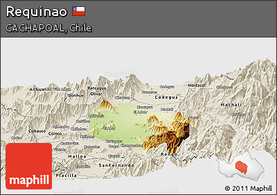 Physical Panoramic Map of Requinao, shaded relief outside