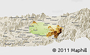 Physical Panoramic Map of Requinao, shaded relief outside