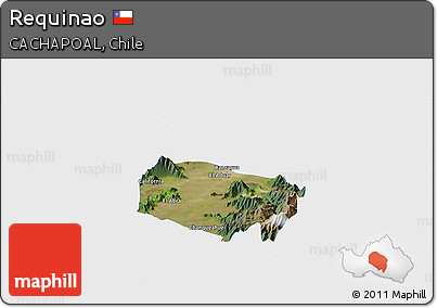 Satellite Panoramic Map of Requinao, single color outside
