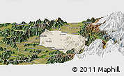 Shaded Relief Panoramic Map of Requinao, satellite outside