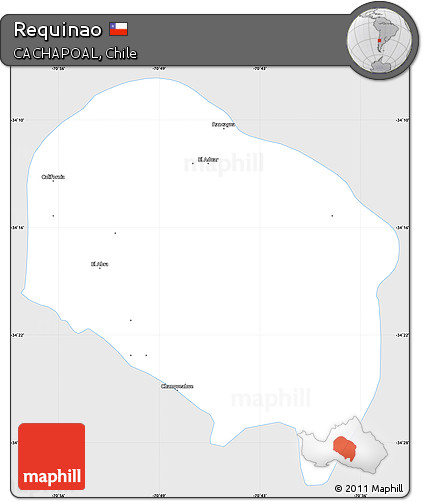 Silver Style Simple Map of Requinao, single color outside