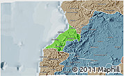 Political 3D Map of Pelluhue, semi-desaturated