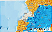 Shaded Relief 3D Map of Pelluhue, political outside