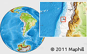 Physical Location Map of Pelluhue, highlighted country, highlighted parent region
