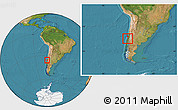Satellite Location Map of Pelluhue, within the entire country