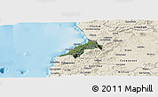 Satellite Panoramic Map of Pelluhue, shaded relief outside