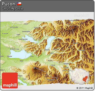 Physical 3D Map of Pucon