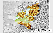 Physical 3D Map of Pucon, lighten, desaturated