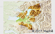 Physical 3D Map of Pucon, lighten
