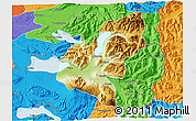 Physical 3D Map of Pucon, political outside