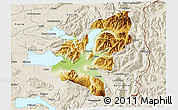 Physical 3D Map of Pucon, shaded relief outside