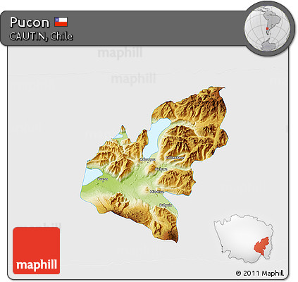 Physical 3D Map of Pucon, single color outside