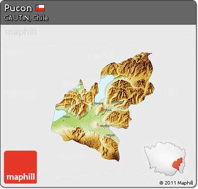 Physical 3D Map of Pucon, single color outside