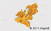 Political 3D Map of Pucon, cropped outside
