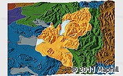 Political 3D Map of Pucon, darken