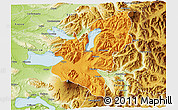 Political 3D Map of Pucon, physical outside