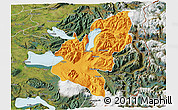 Political 3D Map of Pucon, satellite outside