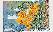 Political 3D Map of Pucon, semi-desaturated