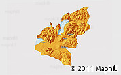 Political 3D Map of Pucon, single color outside