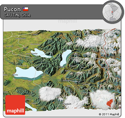 Satellite 3D Map of Pucon