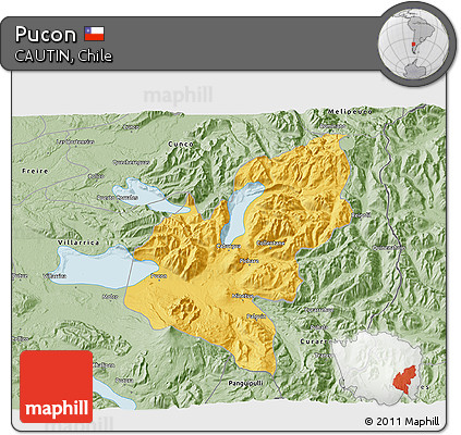 Savanna Style 3D Map of Pucon