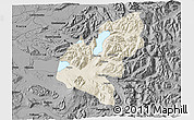 Shaded Relief 3D Map of Pucon, darken, desaturated