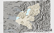 Shaded Relief 3D Map of Pucon, darken, semi-desaturated