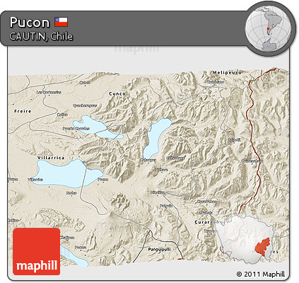 Shaded Relief 3D Map of Pucon