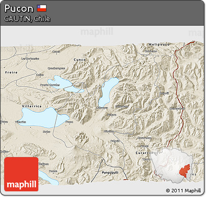 Shaded Relief 3D Map of Pucon