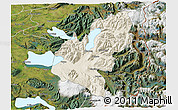 Shaded Relief 3D Map of Pucon, satellite outside