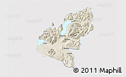 Shaded Relief 3D Map of Pucon, single color outside