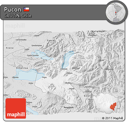 Silver Style 3D Map of Pucon